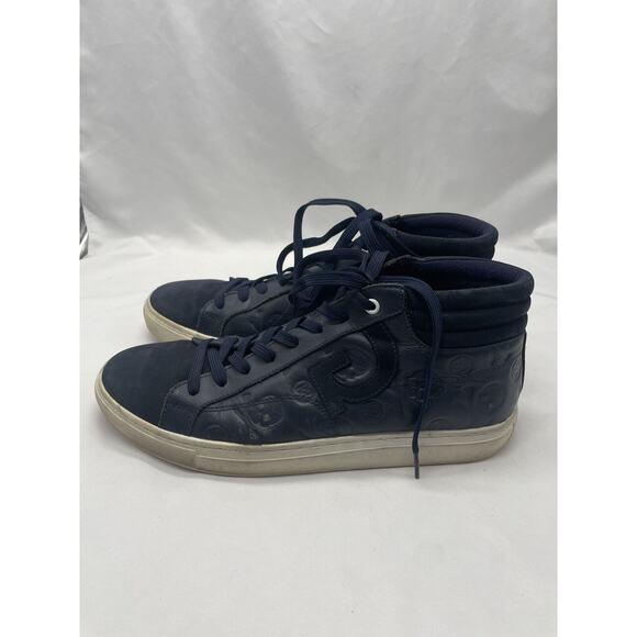 GFore Men 10 Debossed Quarter G Twilight Blue Leather Street Chukka Sneakers - Picture 5 of 13